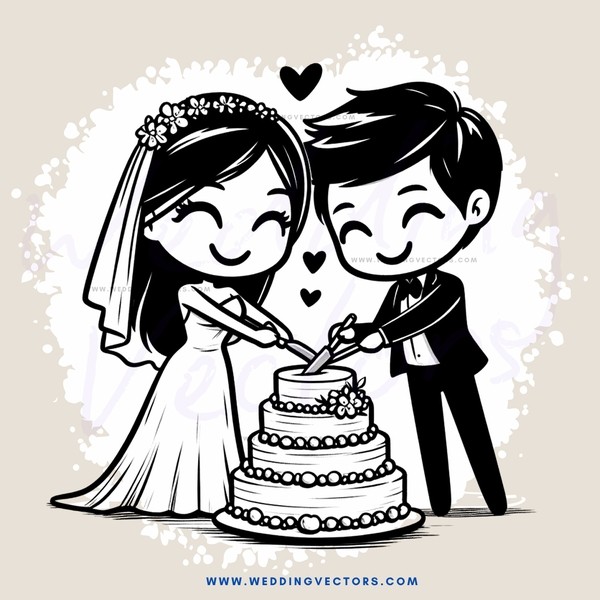 a couple cutting their wedding cake