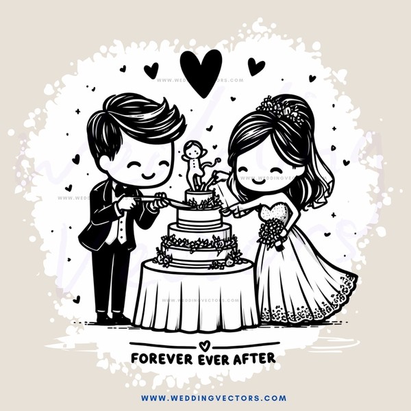 the happy couple cuts their wedding cake