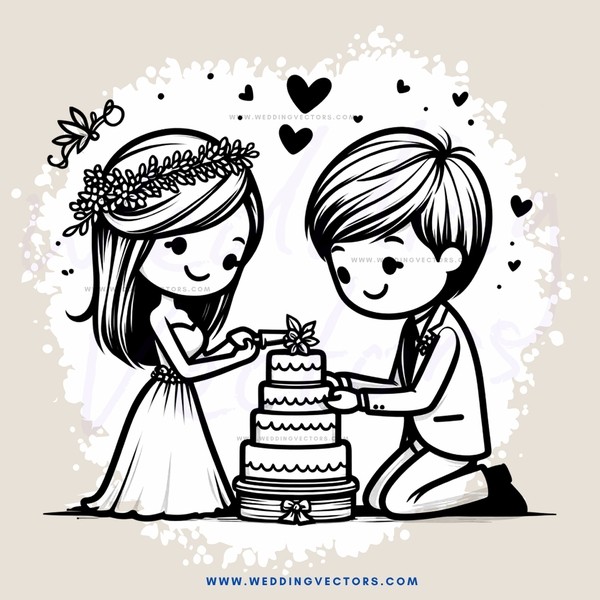 a couple cutting their wedding cake