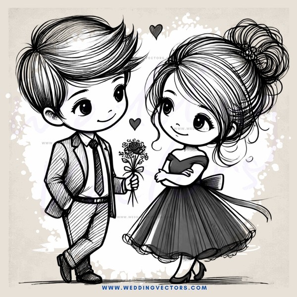 boy and girl holding flowers