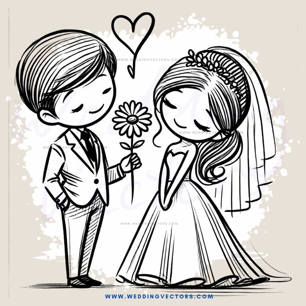a bride and groom holding hands, posing for a picture