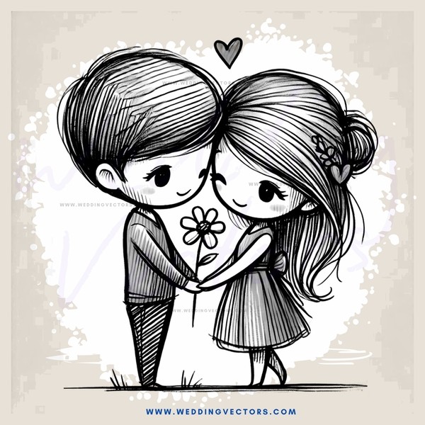 kissing couple with flower