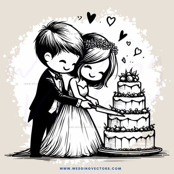 a man and woman cutting their wedding cake together