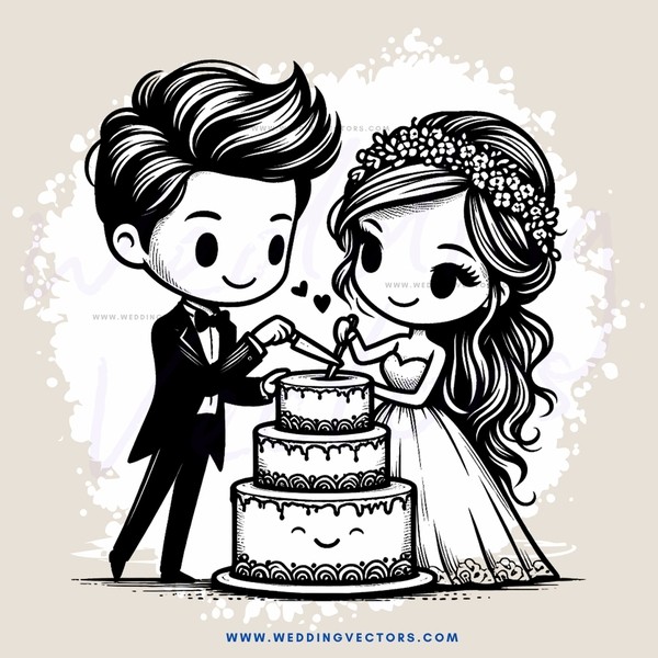 a couple cutting their wedding cake