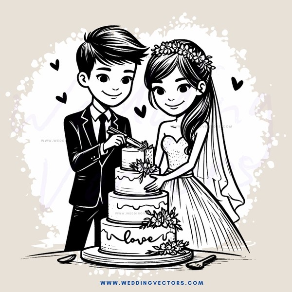 a couple cutting their wedding cake