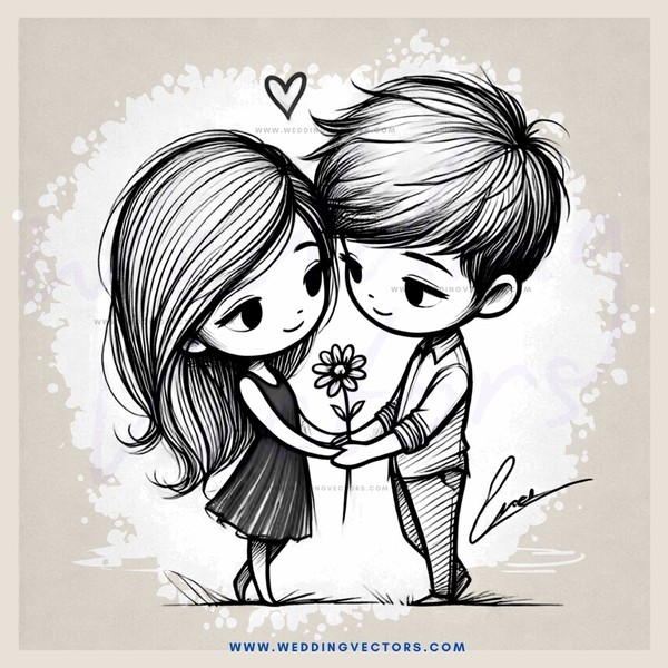 love in black and white illustration