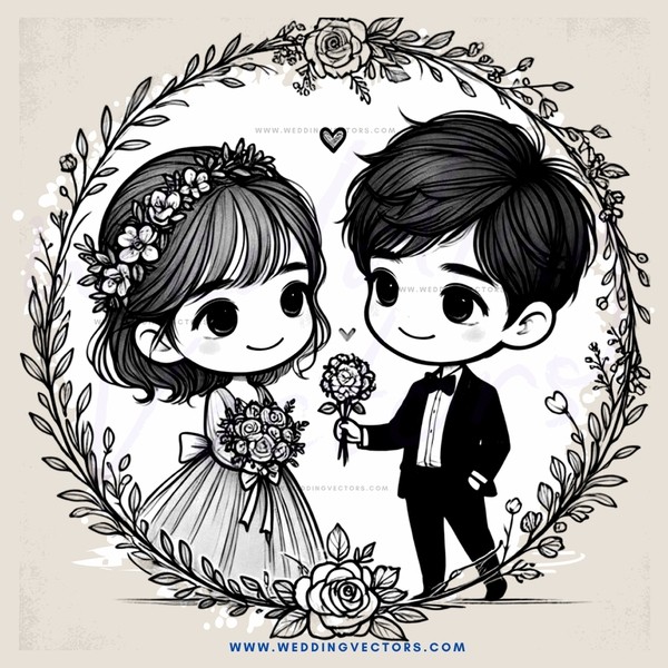 two kids in wedding attire