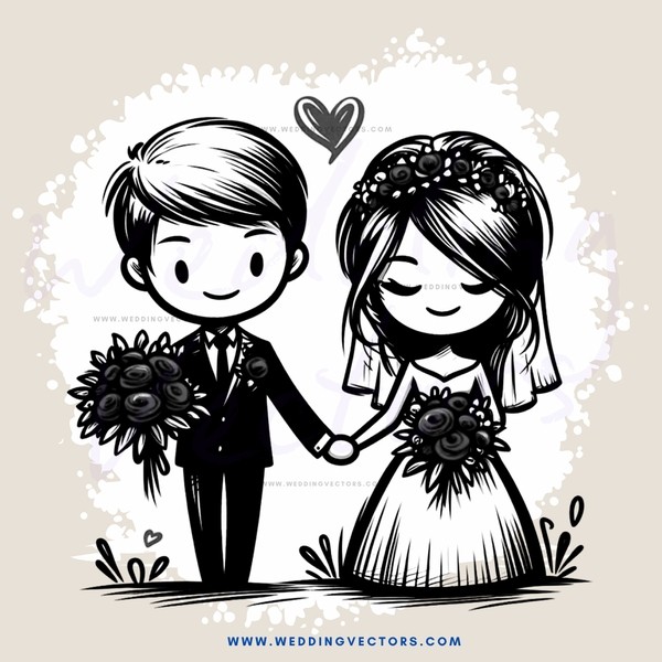 a couple holding flowers and each wearing a ring