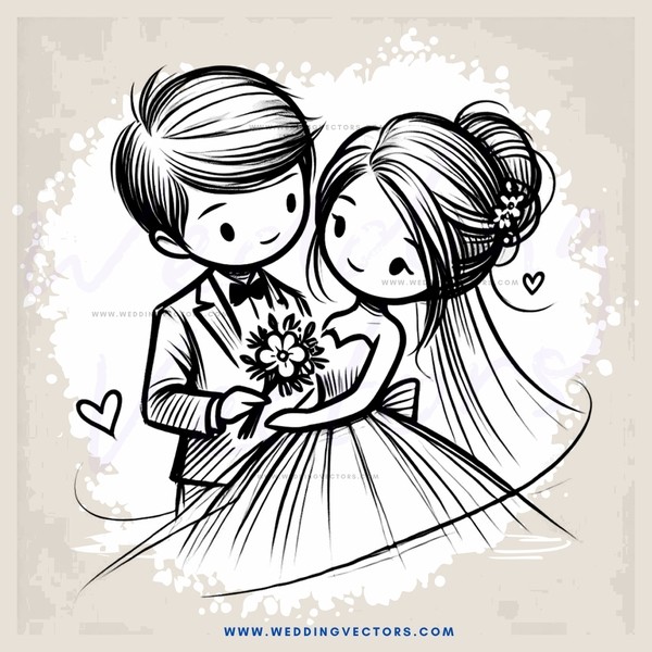 a wedding couple in black and white