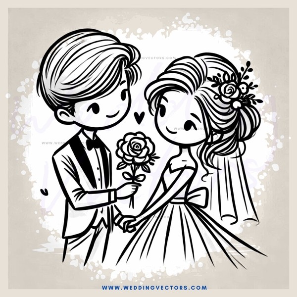 boy and girl with flowers in hand
