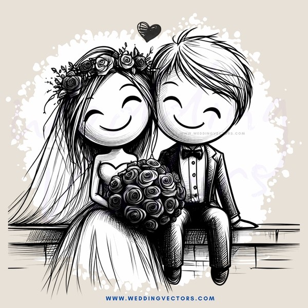 newlyweds sharing flowers