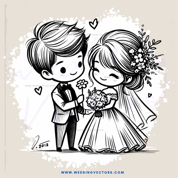 love story with bouquet of flowers on dress and groom