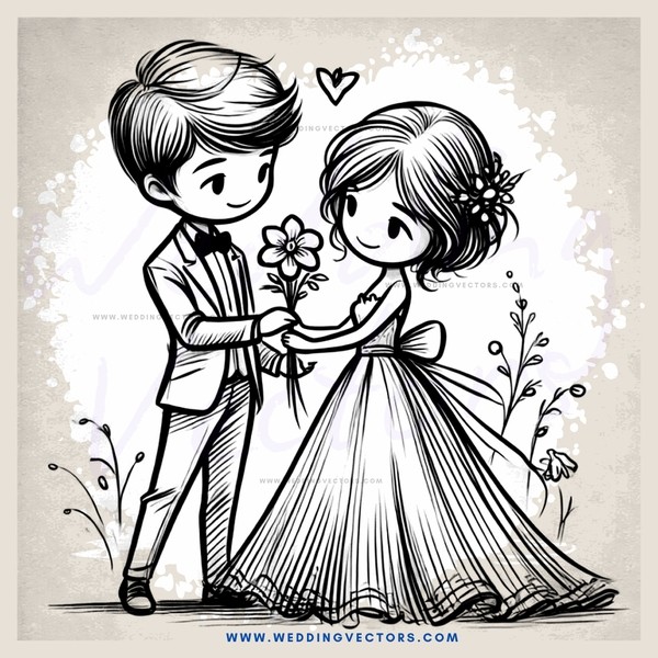 boy and girl holding flower
