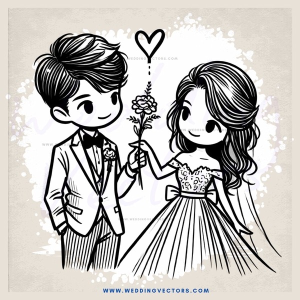 a young couple exchanging vows in their wedding attire