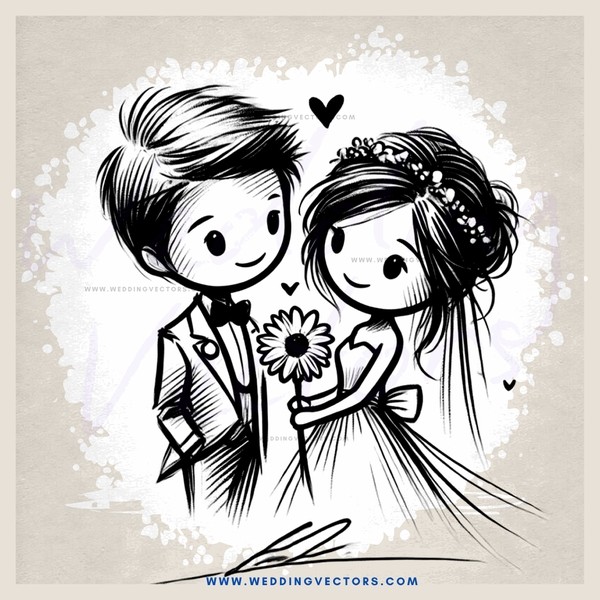 a cartoon portrait of couple
