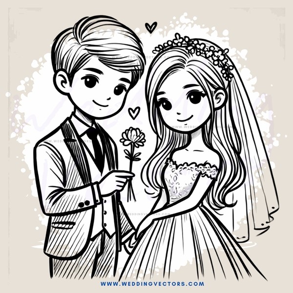 groom and bride in wedding dress