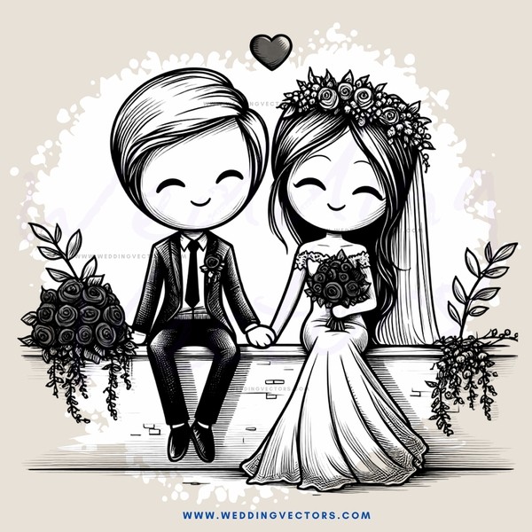 a couple sitting together with flowers and rings