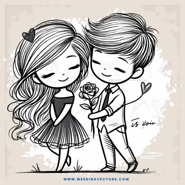 a boy and girl holding hands with roses