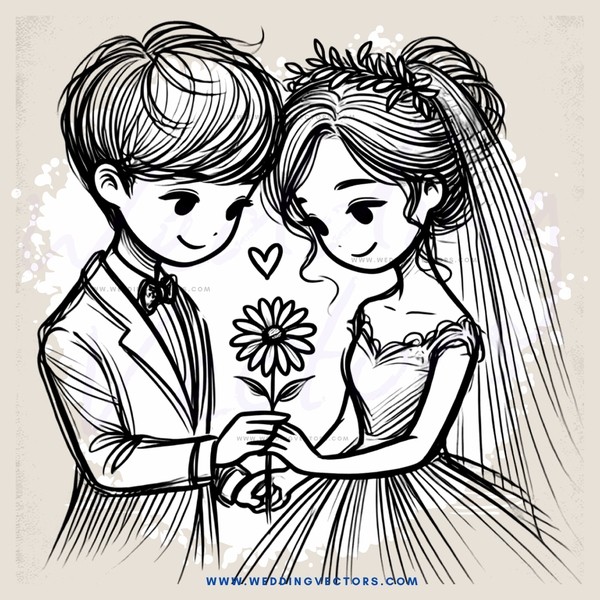 a couple holding hands and flowers