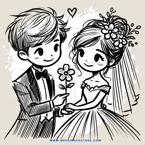 a bride and groom hold flowers