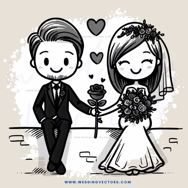 a happy couple exchanging rings and flowers