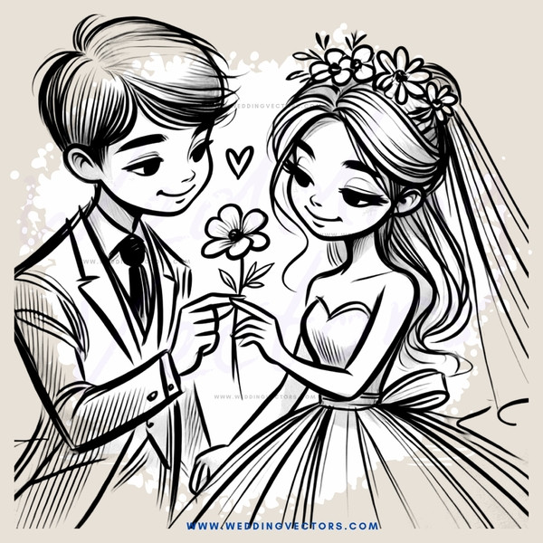 a couple exchanging flowers