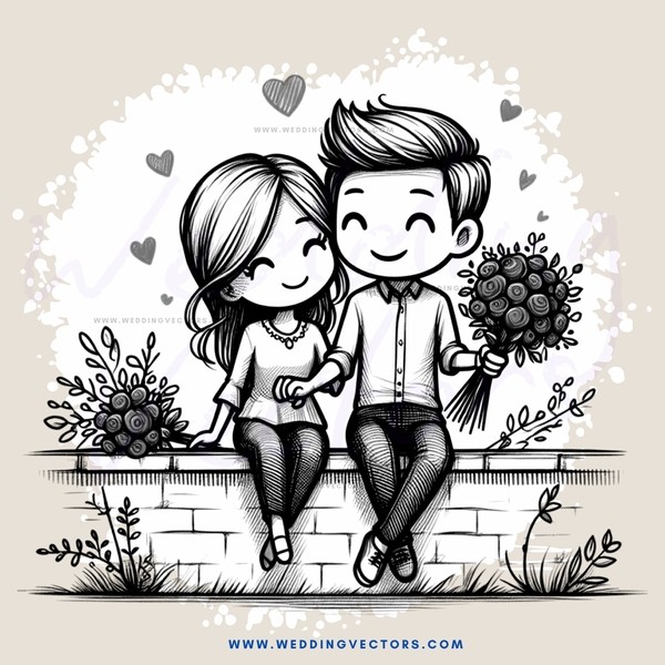 a couple sitting on a wall