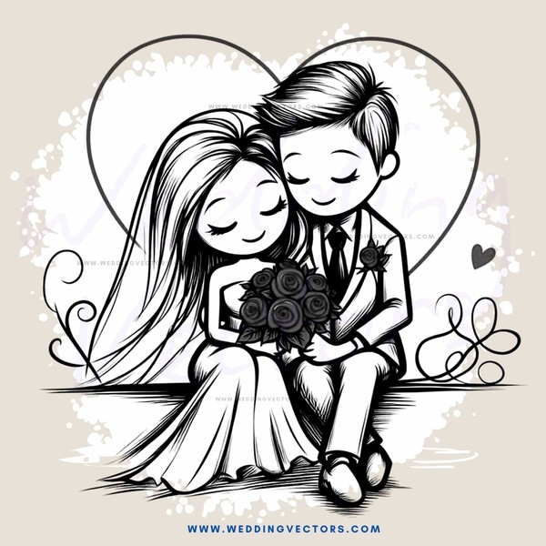 wedding picture with bride and groom