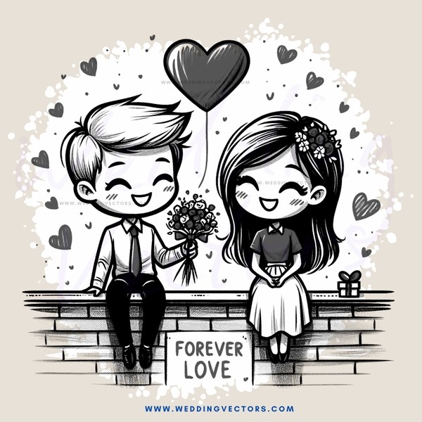 forever love couple's illustrated gift card advertisement