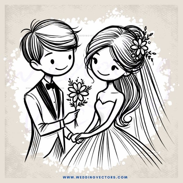 wedding picture with two people holding flower