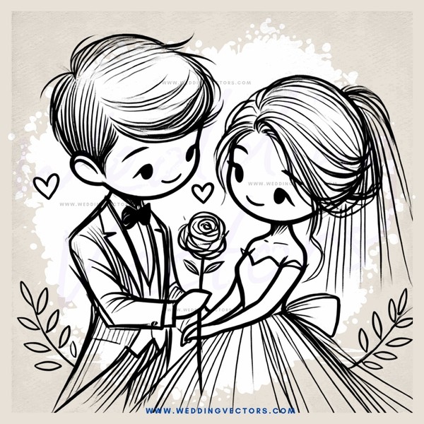 a couple holding hands and flowers