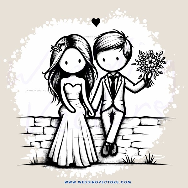 wedding couple on brick wall