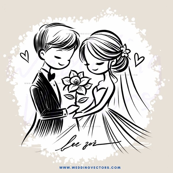 a boy and girl holding a flower