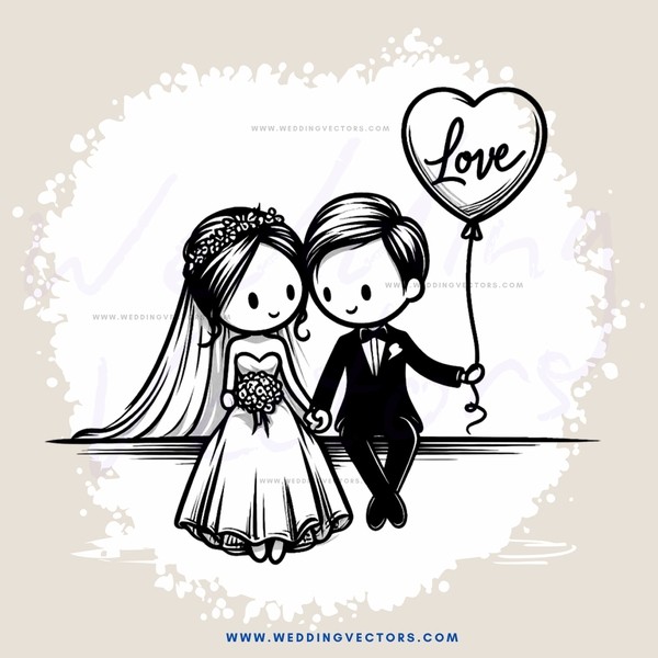 a couple holding hands and love balloon
