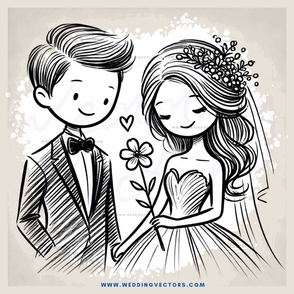 a happy couple holding a flower