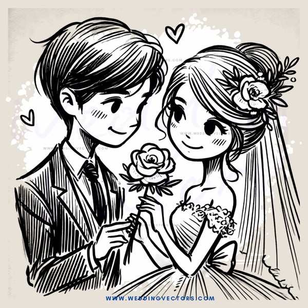 wedding couple drawing