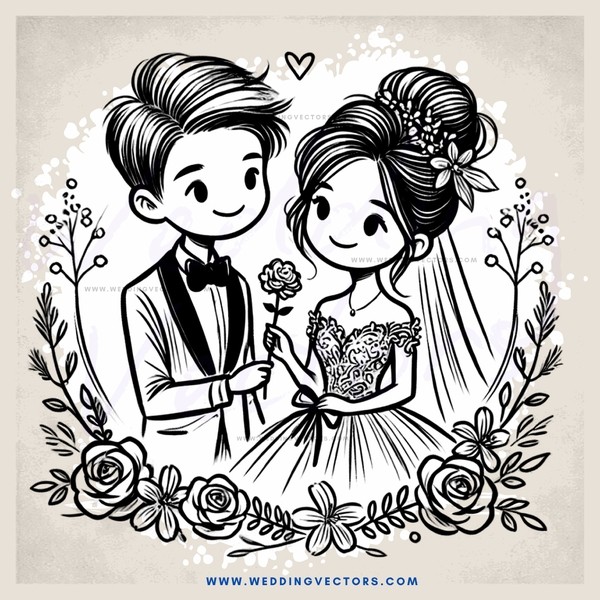 a couple holding flowers and smiling
