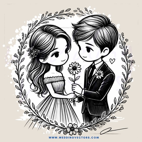 lovers kissing flowers