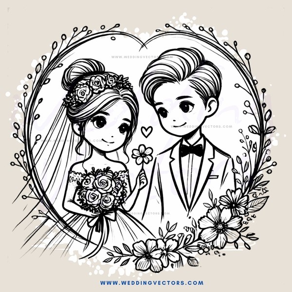 the newlyweds holding flowers together