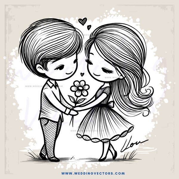 a boy and girl embracing each other in a picture