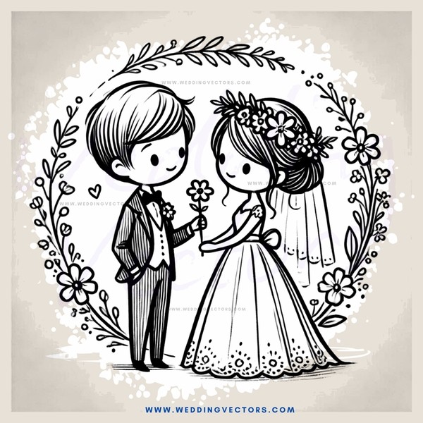 the groom and bride exchange flowers