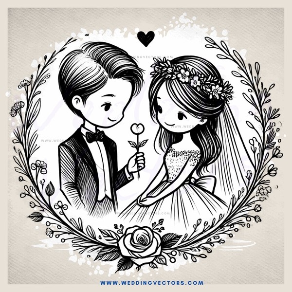 a bride and groom holding a heart together