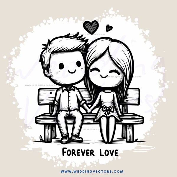 forever love cartoon couple sitting together
