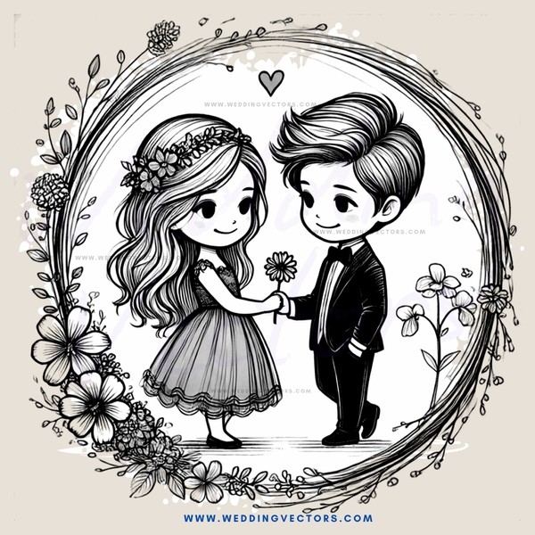 a couple in an oval frame