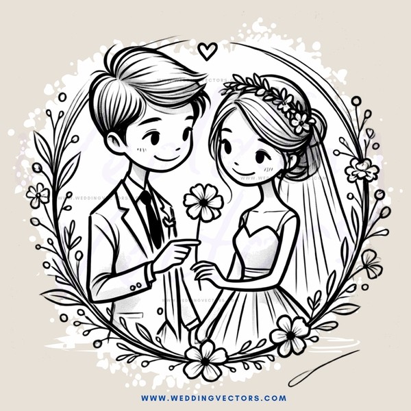 a couple exchanging rings in an ivy leaf frame