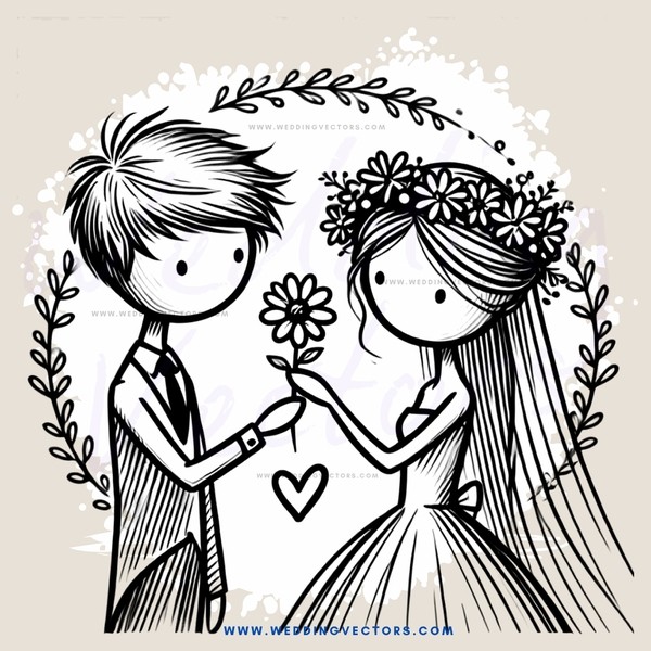 love and marriage illustrated in flowers and leaves