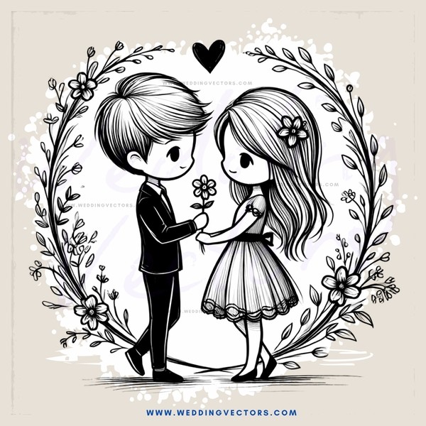a couple in an ivy circle holding flowers
