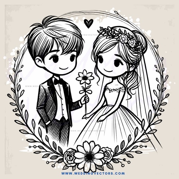 a boy holding a flower for a bride