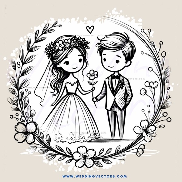 a bride and groom exchange flowers