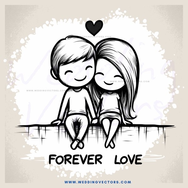 forever love picture with cartoon figure